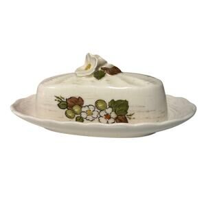 Metlox Vernon Ware Fruit Basket Butter Dish w Lid California Pottery